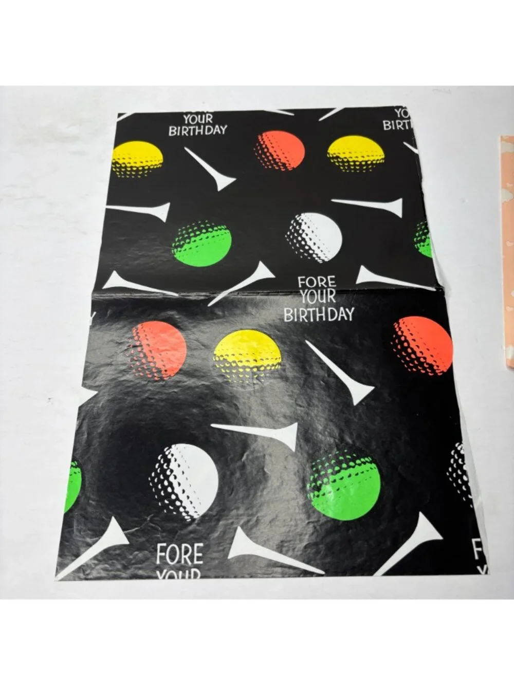 Vintage Wrapping Paper Scrap Pieces Golf Birthday Beanie Babies Fishing Bears